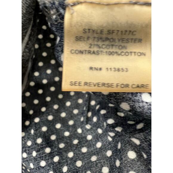 MARKET & SPRUCE Blue polka dot grey strip high low mix media coastal casual sz L - Picture 5 of 7